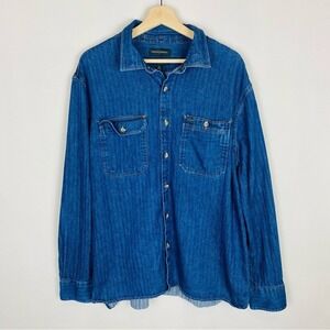 Banana Republic Men's Denim Striped Shirt Jacket‎ Size X-Large